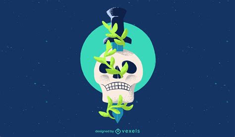 Skull Dagger Illustration Design Vector Download