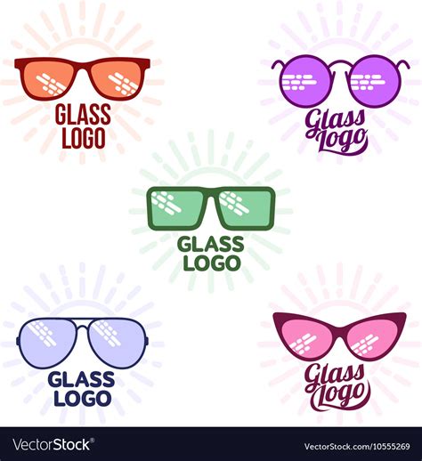 Retro and modern style glasses logo set Royalty Free Vector