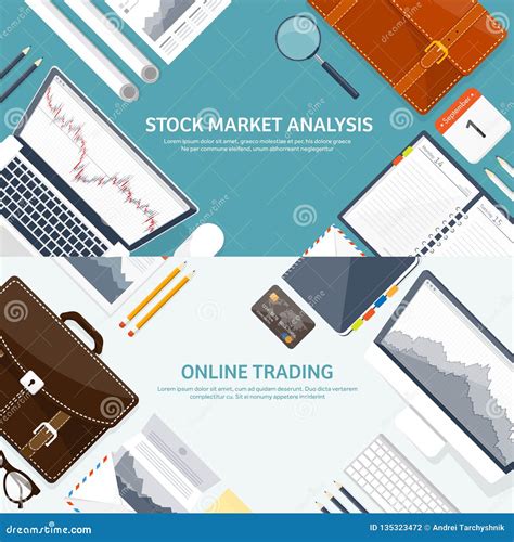 Vector Illustration. Flat Background. Market Trade. Trading Platform ...