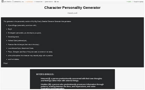 Character Personality Generator