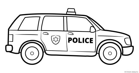 Police suv drawing – Line art illustrations