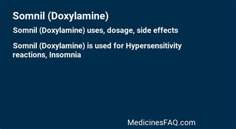 Somnil (Doxylamine): Uses, Dosage, Side Effects, FAQ - MedicinesFAQ