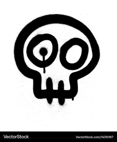 Graffiti emoji skull sprayed in black on white Vector Image