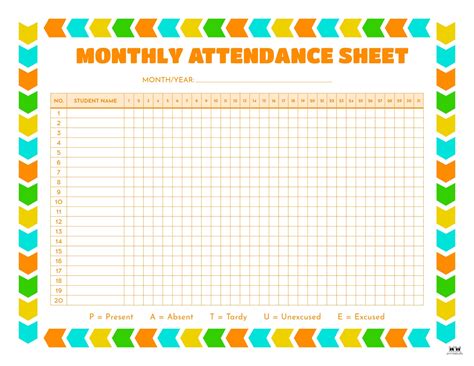 Classroom Charts Printable Guidelines For Attendance Sheet Planner | My XXX Hot Girl