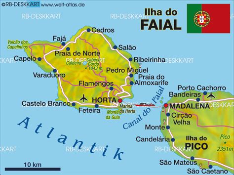 Map of Faial, Azores (Island in Portugal, the Azores) | Welt-Atlas.de