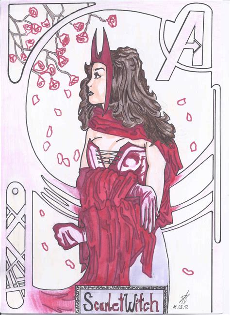 The Scarlet Witch_art nouveau by CoOkIexDoUgH on DeviantArt