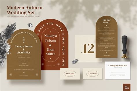 Modern Auburn Wedding Set | Creative Market