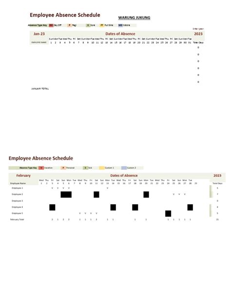 Employee Absence Schedule 2023 | PDF | Leave Of Absence | Working Time