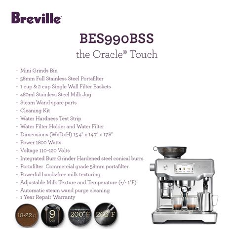 Breville : Coffee Machine The Oracle Touch BES990BSS - brevillethailand