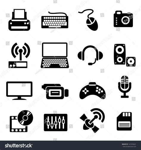 Set Black White Computer Icons Computer Stock Illustration 141918421 ...