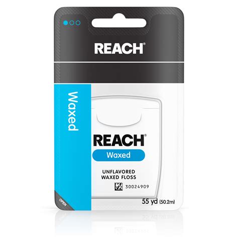 Reach Unflavored Waxed Dental Floss, Oral Care, ADA Accepted, 55 yds ...