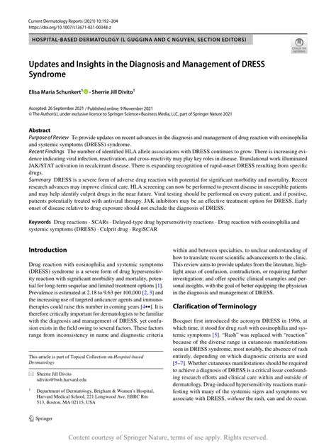 Updates and Insights in the Diagnosis and Management of DRESS Syndrome | Request PDF