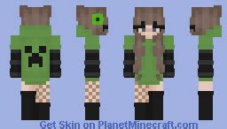 💚 Aesthetic Creeper Hoodie Girl 💚 Minecraft Skin