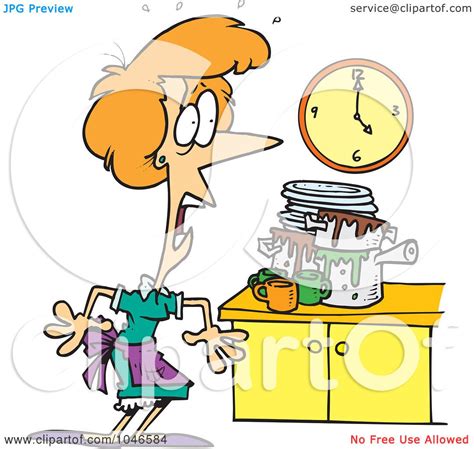 Royalty-Free (RF) Clip Art Illustration of a Cartoon Woman Panicking In ...