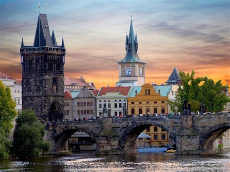 Walk across the Vltava River on the 617-year-old Charles Bridge.