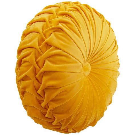 Holan Velvet Round Throw Pillow, 16", Yellow | At Home