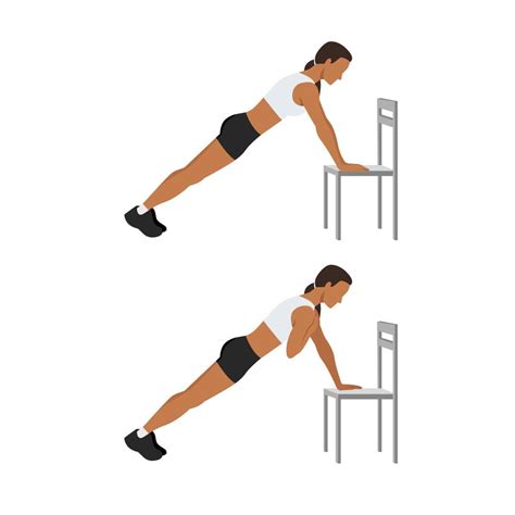 Woman doing Incline plank shoulder taps exercise. Flat vector ...