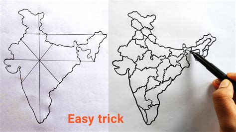 India map with state | India state map easy trick | How to draw India map with state easily ...