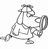 Detective Dog With Magnifying Glass Coloring Page  Home sketch template