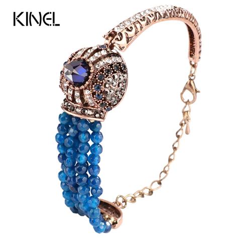 Aliexpress.com : Buy Kinel Natural Stone Bracelet Vintage Crystal Antique Bracelets For Women ...