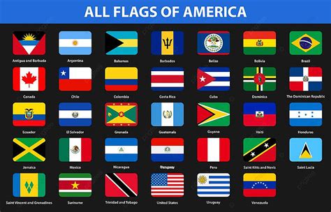 Flags Of All Countries Of American Continents, Uruguay, Cuba, Latin PNG and Vector with ...