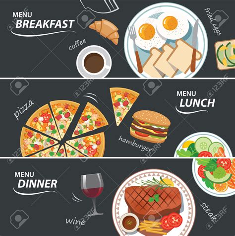 Breakfast Lunch & Dinner Clipart / Vector Flat illustration of a man at ...