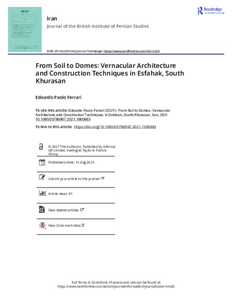 (PDF) From Soil to Domes: Vernacular Architecture and Construction Techniques in Esfahak, South ...