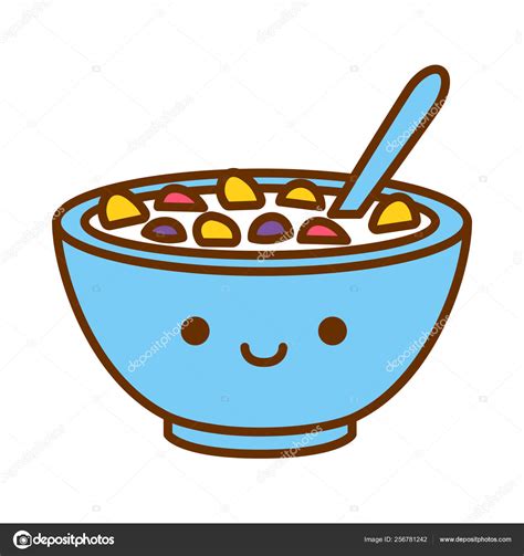 Dibujos animados lindo tazón de cereal icono aislado sobre fondo blanco ...