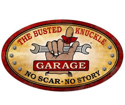 Vintage Busted Knuckle Garage Metal Sign 24 x 14 Inches