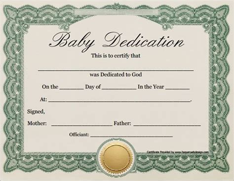 Free 8+ Sample Printable Baby Dedication Certificate intended for Unique Free Fillable Baby D ...