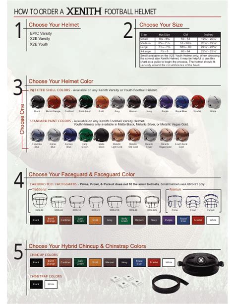 Xenith X2e Size Chart