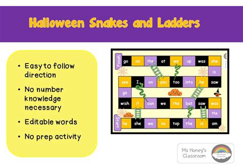 Mash > Games / Cluichí > Halloween Snakes and Ladders Sight Words