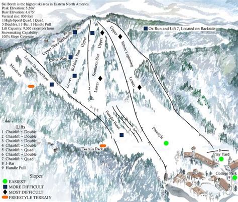 Beech Mountain Resort Trail Map • Piste Map • Panoramic Mountain Map