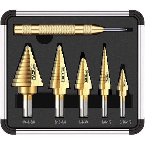 TACKLIFE Step Drill Bit Set With & Automatic Center Punch, Total 50 Sizes | PDH06A - Walmart.com ...