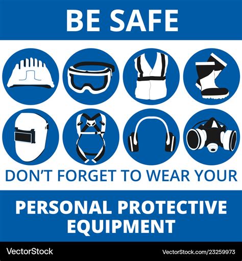 Personal protective equipment warn signs Vector Image