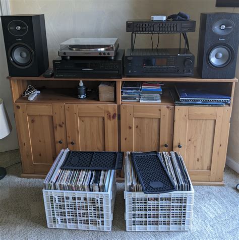 My two channel setup with a powered subwoofer. I just got permission to ...