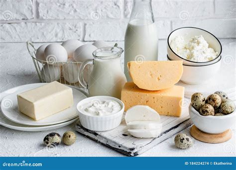 Assorted Dairy Products. Farm Products Stock Photo - Image of farm ...