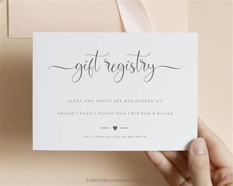 Wedding Registry Card Template, Gift Registry Card, Minimalist Wedding, Fully Editable, INSTANT ...