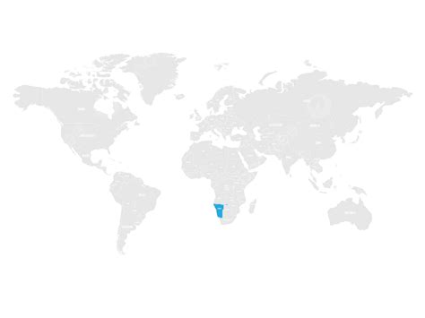 Vector Illustration Of Namibia Highlighted In Blue On A Grey World Political Map Vector, Country ...