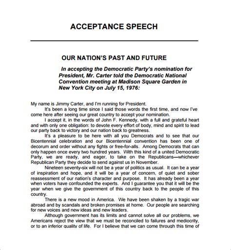 Sample Acceptance Speech Example Template - 9+ Free Documents in PDF