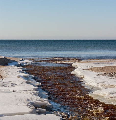 River flows into the sea. stock photo. Image of closeup - 99833044