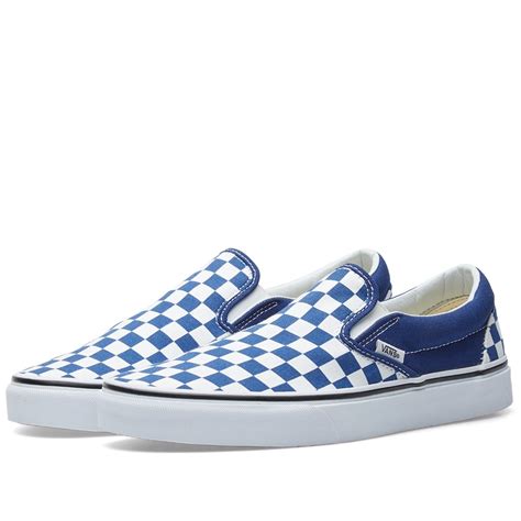 Vans Classic Slip On Checkerboard In Blue | ModeSens