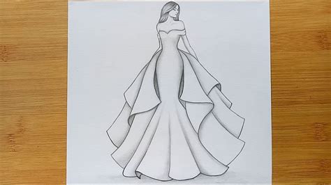 How to draw a girl with Beautiful Dress for Beginners / pencil sketch step by step