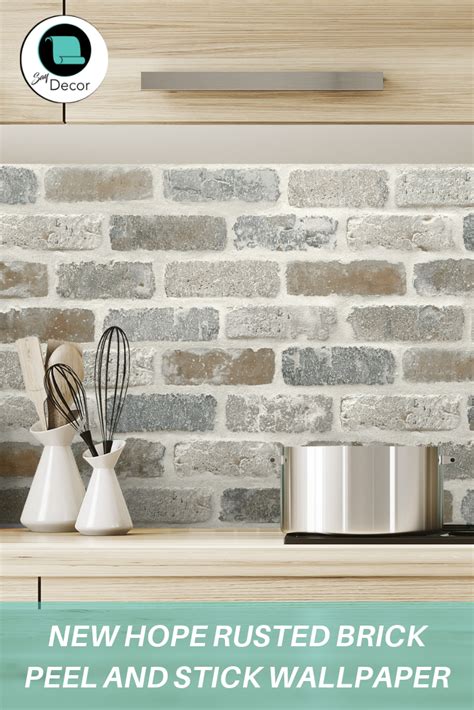 Washed Faux Brick Peel and Stick Removable Wallpaper | Diy kitchen backsplash, Diy backsplash ...