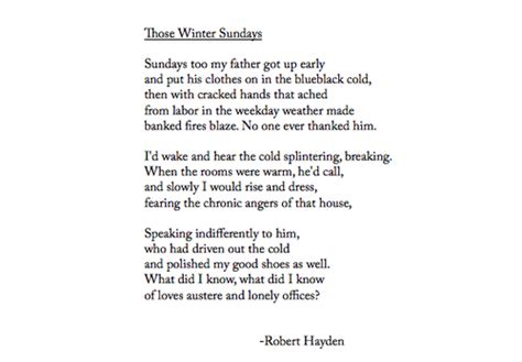 "Those Winter Sundays," by Robert Hayden. | Getting up early, Working ...