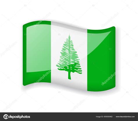 Norfolk Island Flag Wavy Flag Bright Glossy Icon Isolated White Stock Vector by ©gt29 609300462