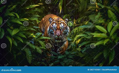 Bengal Tiger in the Jungle. Stock Illustration - Illustration of aggression, feline: 282710358