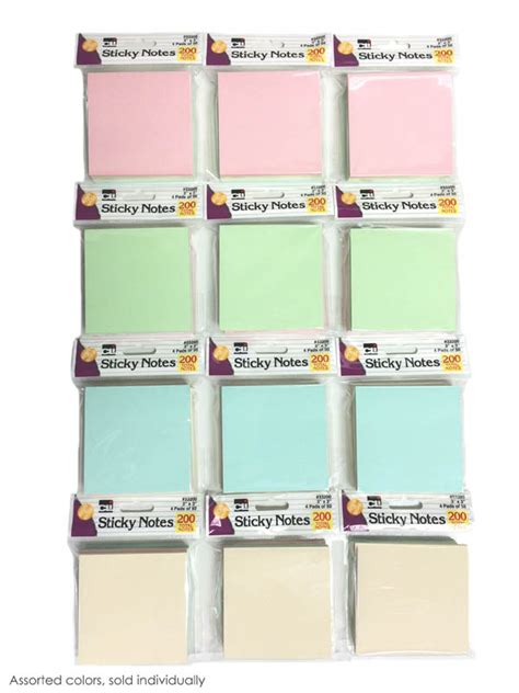 Sticky Notes: Assorted Pastel 3" x 3" 4 pads/50 Sheets | Charles Leonard