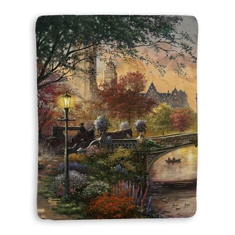 Thomas Kinkade Autumn in New York Sherpa Throw Blanket By Laural Home - Bed Bath & Beyond - 37630864