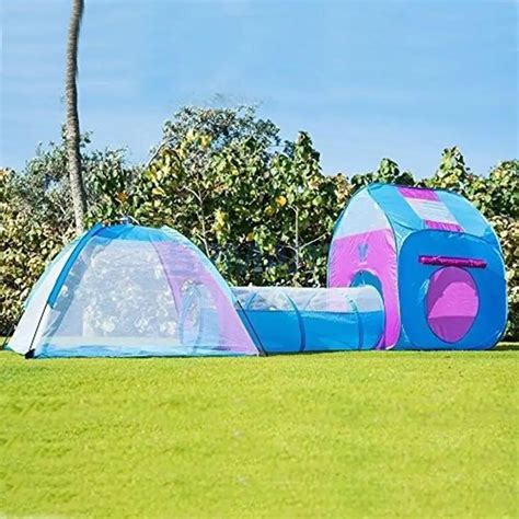 Kids Children Polyester Pop Up Play Tent With Tunnel 3 in 1 Playhut Ball Pit Indoor Outdoor Toy ...